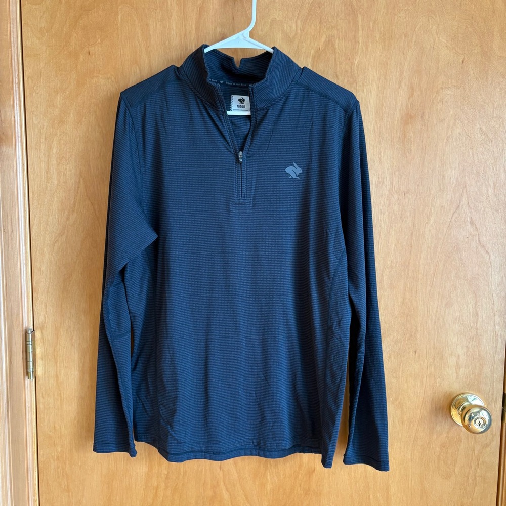 Rabbit Quarter Zip‎ Pullover Mens Small Navy Blue Running Long Sleeve Thumbholes